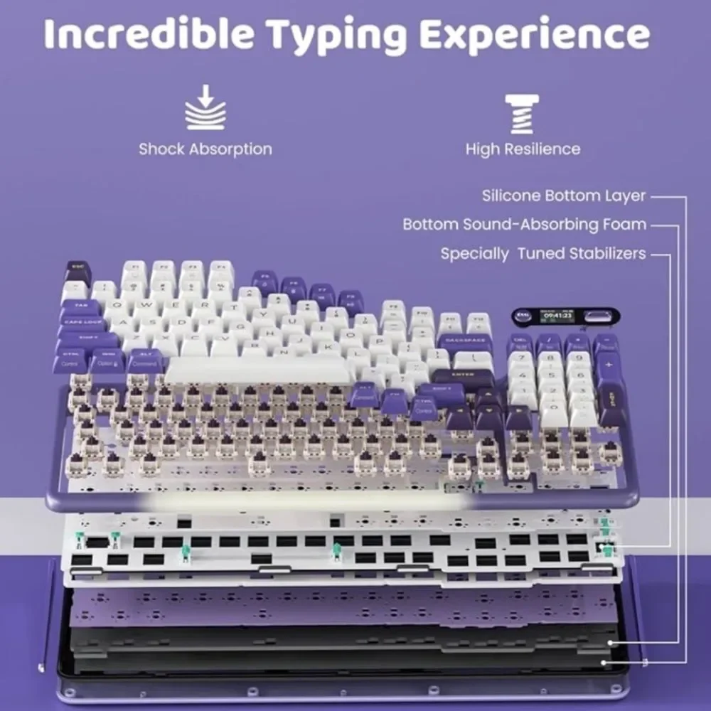 New KZZI Z98 Wireless Mechanical Keyboard, Smart Display & Knob, BT5.0/2.4GHz/US